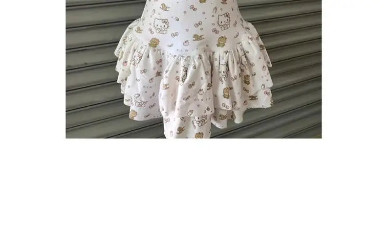 Japanese Hello Kittys Skirt Kawaii Cartoon Kittys Print Dress Y2K Girls Slim-Fit Cake Skirt Women's Sexy Strapless Dresses Gift