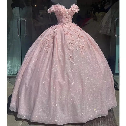 Bomaris Lavender Quinceanera Dresses Ball Gown 3D Flowers Formal Prom Birthday Party Princess Sweet 15 16 Dress Customized Badiee Stylez