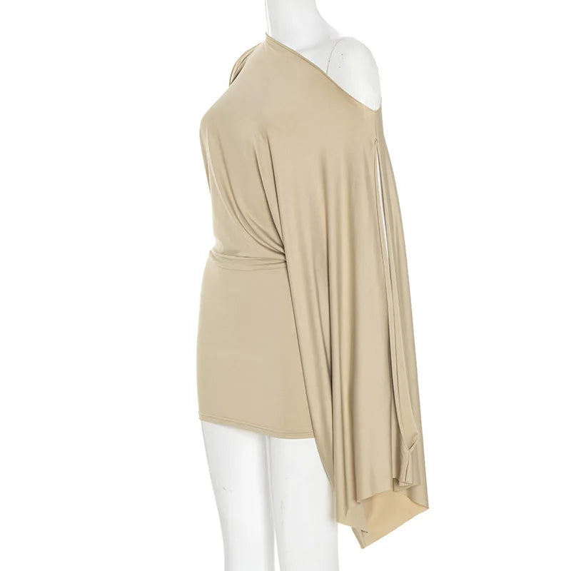 Nsauye Y2K Women Sexy High Street Fashion Mini Wrap Night Club Long Sleeve Dress Hollow Out Casual Evening Party Dress 2025