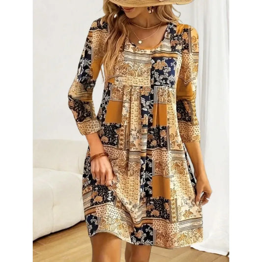 Plus Size Women's Summer Fashion New Elegant Round Neck Printed Short Sleeve T-shirt