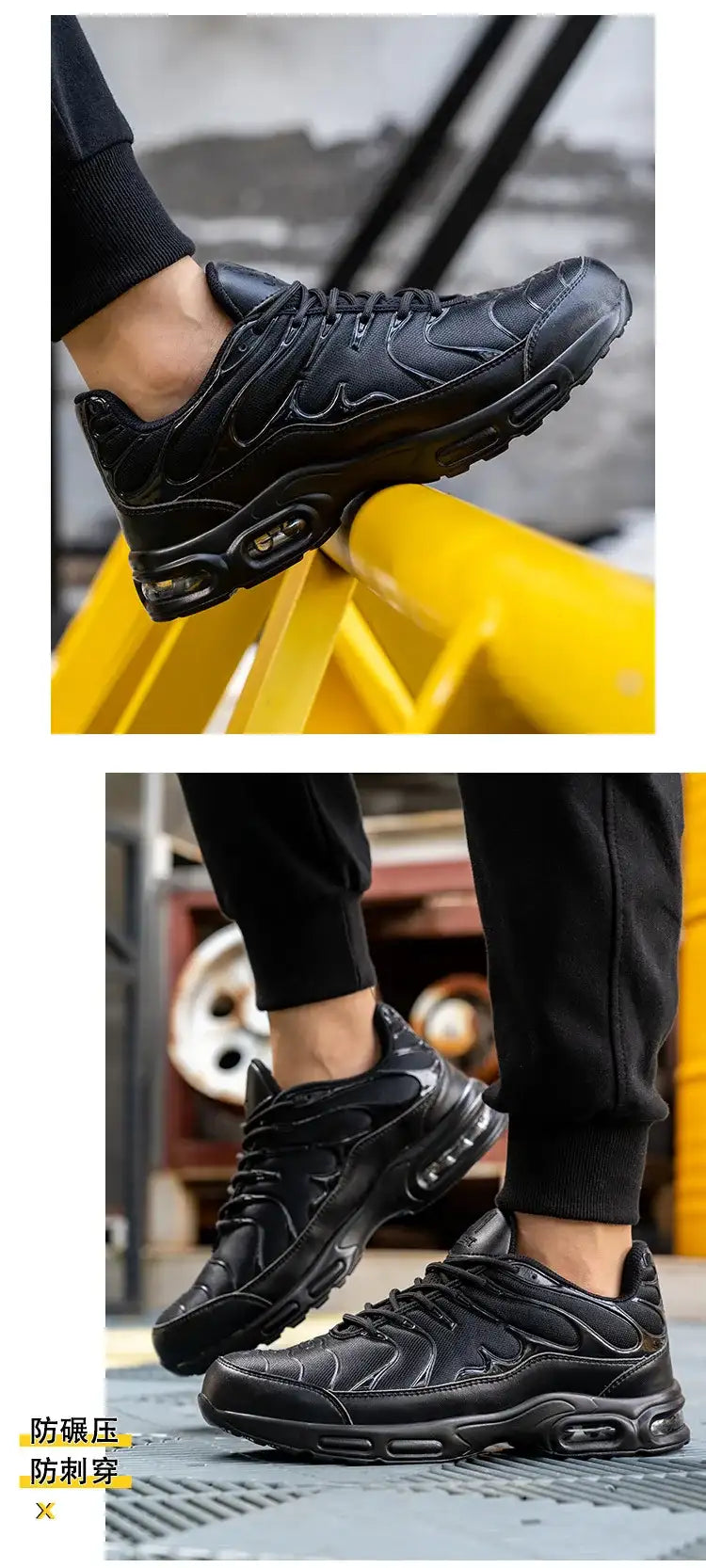 Sport Air Cushion Reflective Work Safety Boots Anti-smash Fashion Safety Shoes Steel Toe Sneaker Man Puncture Proof Work Shoes