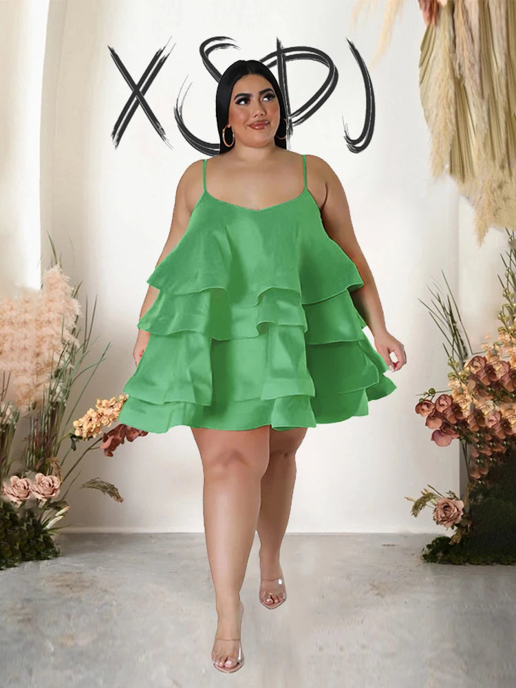 Elegant Chic Large Women Dresses Satin Summer Sexy Party Dress Strap Sleeveless Loose Plus Size Dresses Wholesale Dropshipping