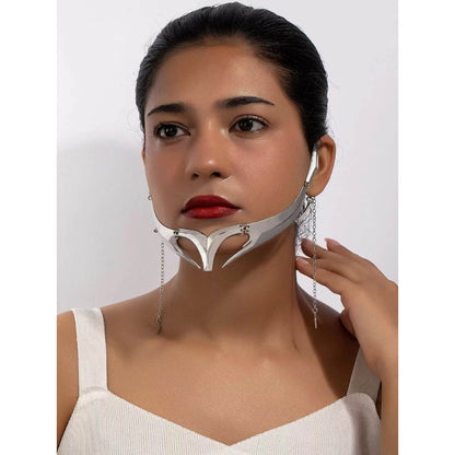 Punk Irregular Mask Gothic Mechanical Alien Fluid Face Accessories Metal Earrings for Women Men Halloween Party Jewelry