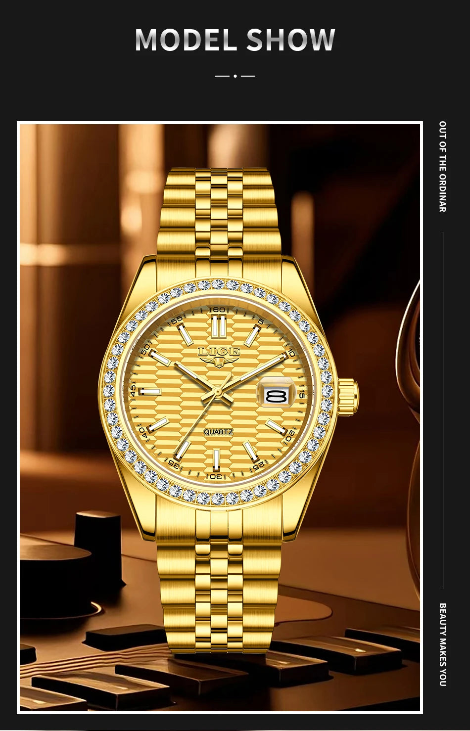 LIGE 2025 NEW Women's Watch Luxury Fashion quartz wristwatch ladies Stainless Steel Waterproof Calendar Watch for Women reloj