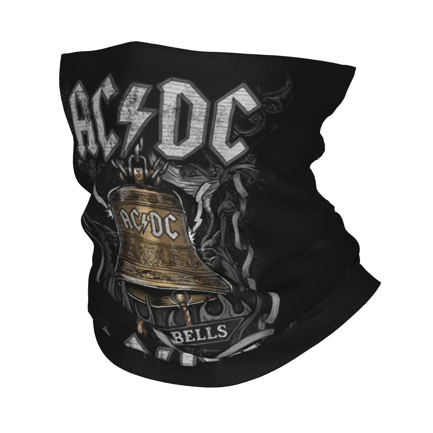 Custom Black AC DC Logo Camouflage Heavy Metal Band Bandana Neck Warmer Women Men Winter Hiking Ski Scarf Gaiter Face Cover 23 Bandana