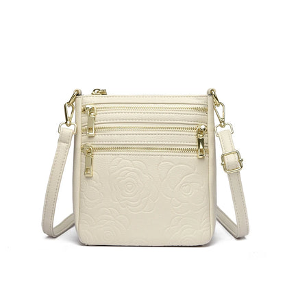 Three Zippers Design Crossbody Bags for Women Soft Leather Handbags High Quality Shoulder Bag Bolsa Women Messenger Bags Sac Rice White