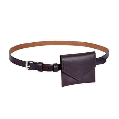 Fashion Korean Style Women Waist Bag Solid Color PU Belt Envelope Waist Bag Clutch Bag Card Pocket Small Card Bag Outdoor Coffee