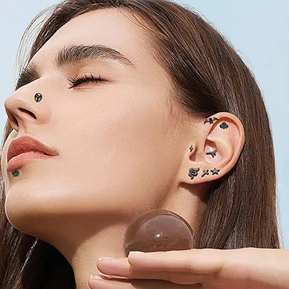 5PCS Flower Tragus Piercing Set Flat Back Cz Cartilage Stud Earring Helix Jewelry Conch Rook Stud Lot Labret Lip Piercing Bulk