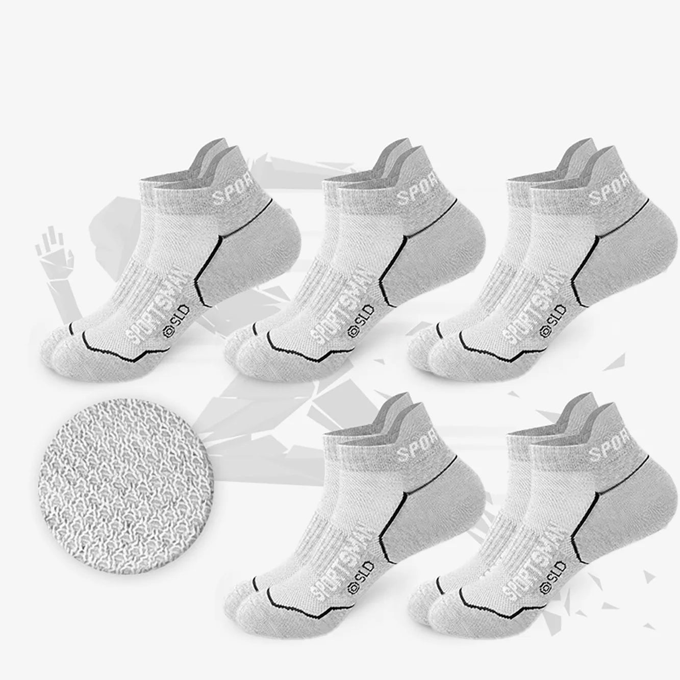 5 Pairs sport Socks High Quality Men's Summer Man Short Socks Breathable Ankle Socks Cotton Black Thin Cut Run Men Socks 5 grey EUR40-44 CHINA