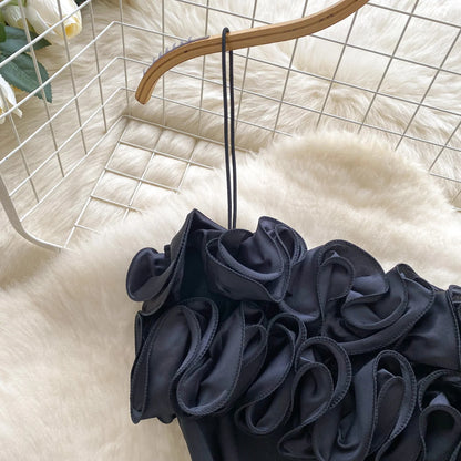 SINGREINY Summer Streetwear Sheath Open crotch Bodysuits Sleeveless Backless Short Rompers Women Solid 3D Flowers Sexy Playsuits