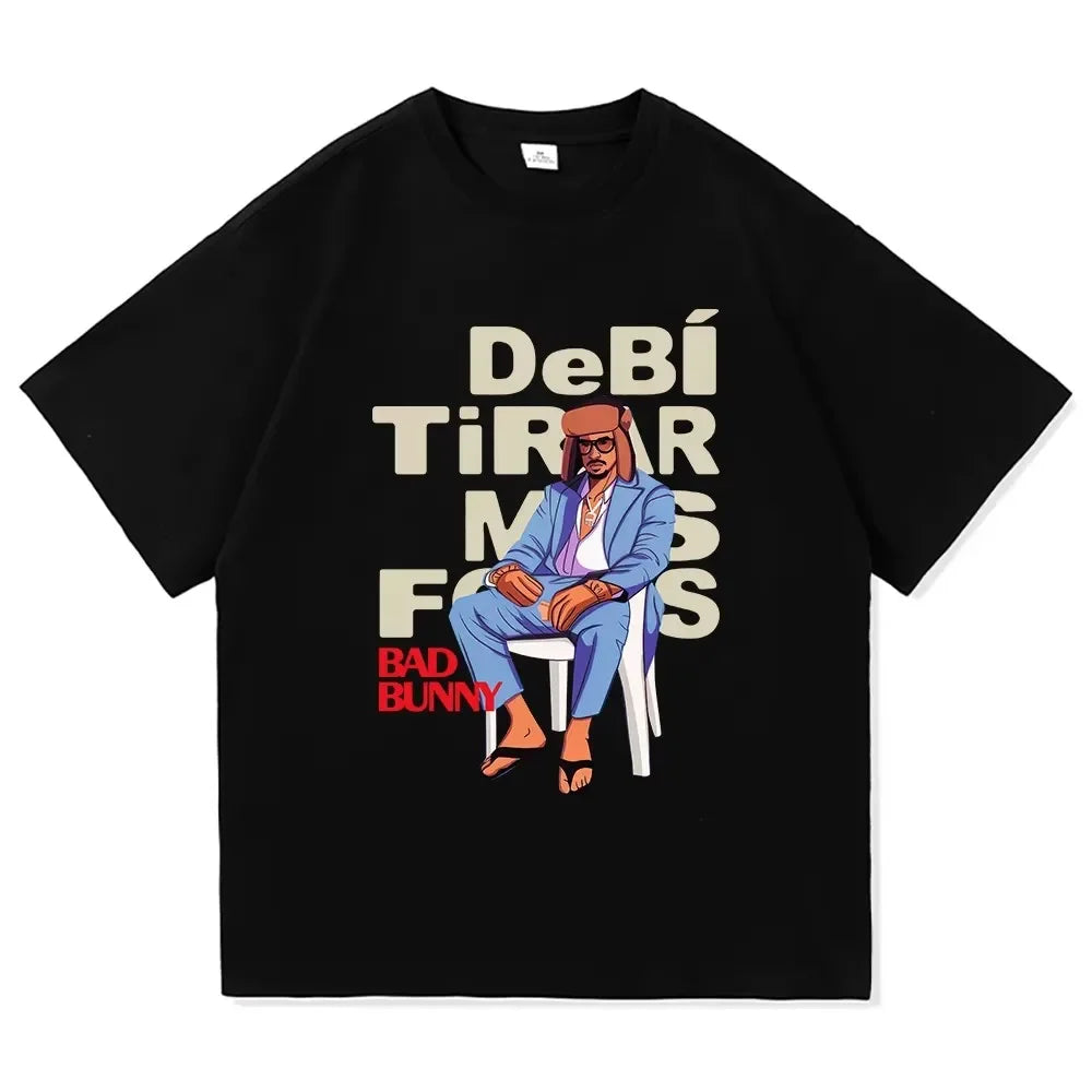Bad Bunny T-shirts Graphic Harajuku Men women Tshirt Designer Harajuku Unisex Clothing X66-2 black