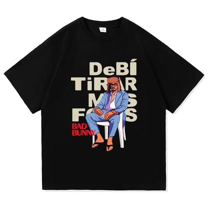 Bad Bunny T-shirts Graphic Harajuku Men women Tshirt Designer Harajuku Unisex Clothing X66-2 black
