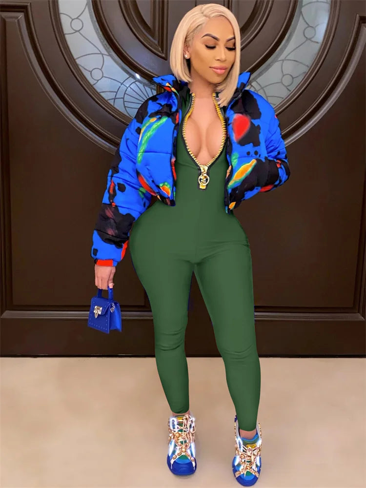 WESAYNB Wholesale Streetwear Clothes Zipper Long Sleeve Jumpsuit Women 2022 Black Blue Pink One-pieces Outfits Bodycon Jumpsuits