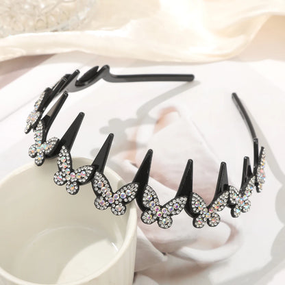 Flower Rhinestone Wave Hairband Headbands Hair Hoops Women Korean Retro Hair Hoops Face Wash Hairpin Fluffy Texture Toothed Comb 7825b