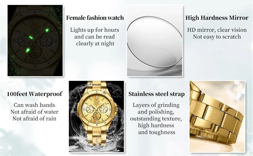 OPK 6001 Women's Watches Original Quartz Watch Waterproof Multifunctional Chronograph Ladies Watches Girls Gifts Reloj Mujer