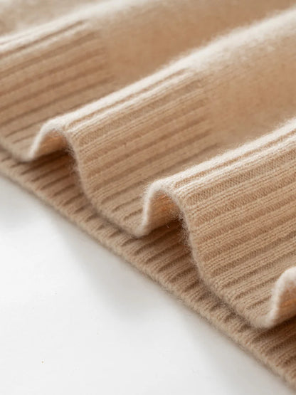 100% Cashmere Sweater Long Dress New Women High Turn-down Collar Pullover  Soft Cosy Autumn Winter Casual Solid Knitwear Dress Badiee Stylez