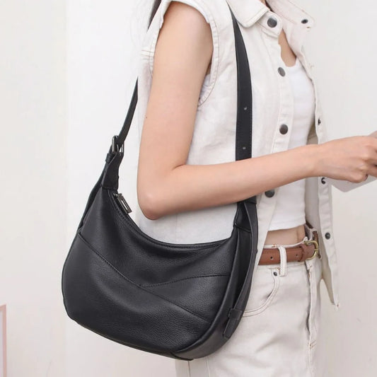 2025 Top-Grain Leather Crossbody Bag for Women Spacious Convertible Shoulder Purse, Commuter Organizer Fits Laptop