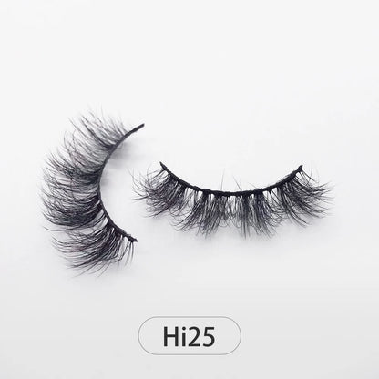 Dropshipping Reuseable Natural Long 12-15mm 3D Faux Mink Lashes Fluffy Volume False Eyelashes Cruelty Free Wispy Makeup Lashes Hi25 15mm CHINA