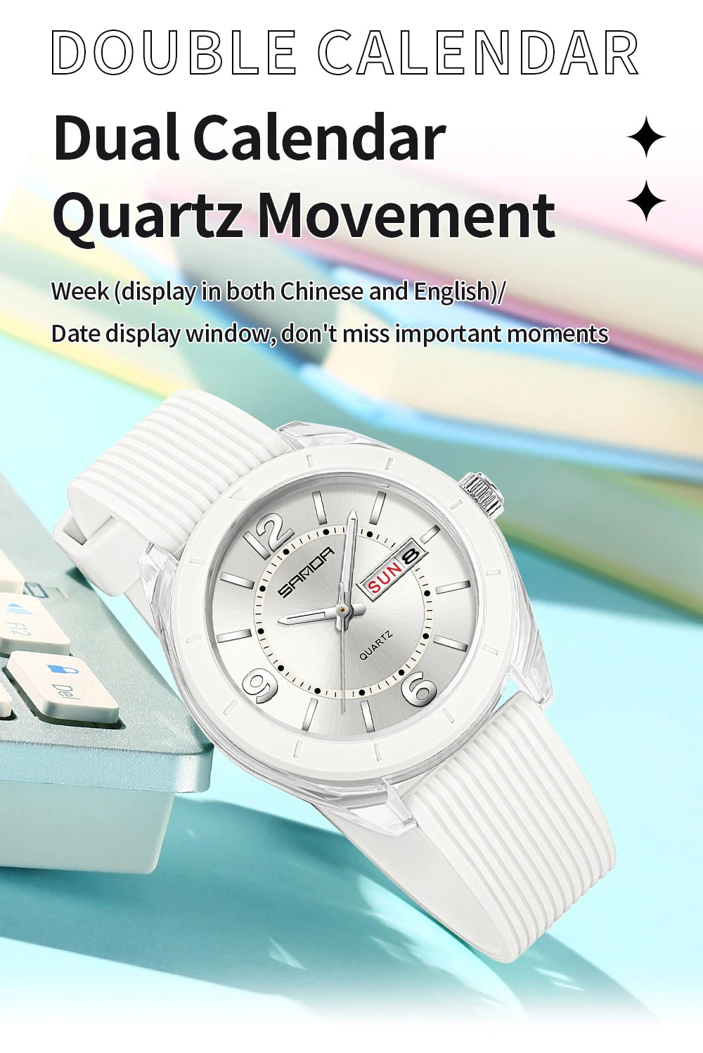 SANDA Quartz Watch for Women Waterproof Auto Date Week Elegant Luxury Ladies Wristwatch Waterproof Analog Women's Watches