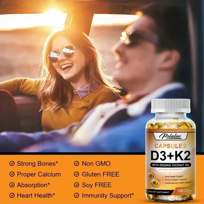 Vitamin D3 + K2 Supplement - Support Teeth, Bone, Heart Health & Joint Health