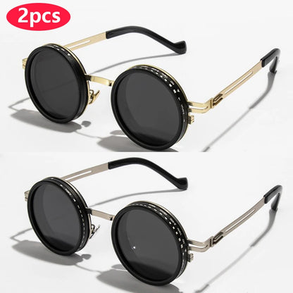 Brand Polarized Round Sunglasses ND9 Adjustable Dimming Sun Glasses Men Women Retro Punk Men's Eyeglasses Outdoor Shades UV400 2pcs z03a