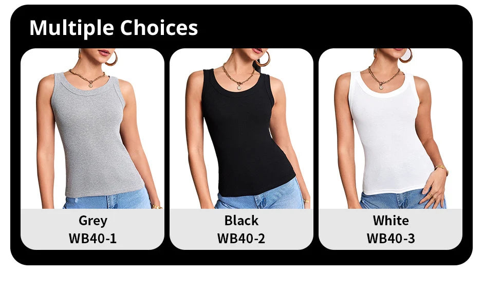 3-piece Ladies Solid Color Vest Fashion Joker Young Woman Threaded Camisole