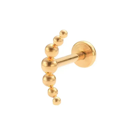 ASTM F136 Titanium Mirror Polish 7 Beads Cluster 16G Labret Cartilage Helix Conch Monroe Tragus Piercing Body Jewelry Gold