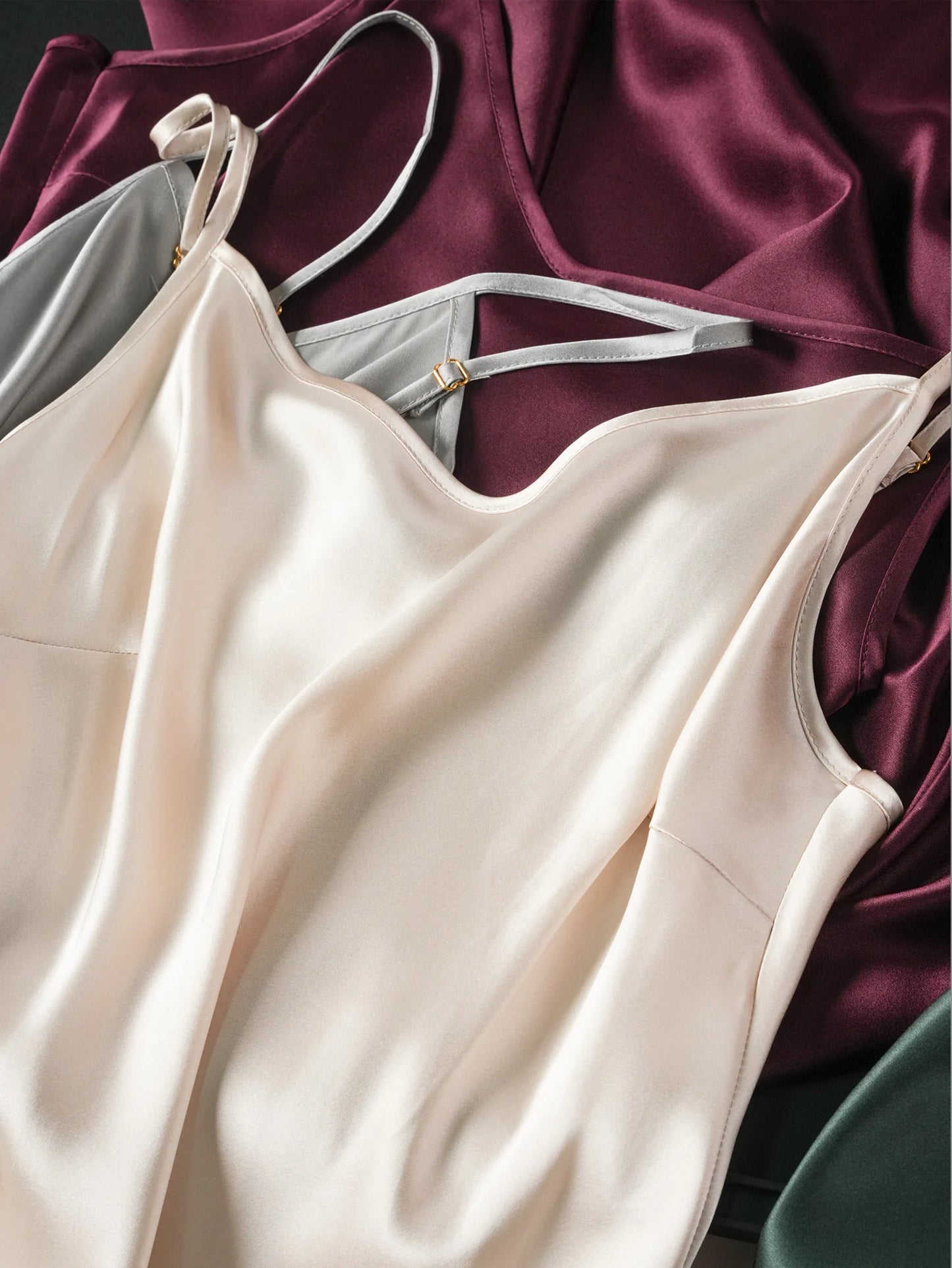 Small Heavyweight 21MM 100% Natural Mulberry Silk Plain Satin French V-neck Diagonal Cut Women's Sexy Solid Suspender Dress Badiee Stylez