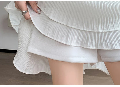 Casual Summer Ball Gown Pleated Skirts Women 2024 Korean Fashion Clothing Faldas Largas High Waist Black White A Line Mini Skirt