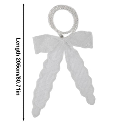 High-Quality Retro Silk Scarf Featuring Lace; Versatile Long Streamer Headband