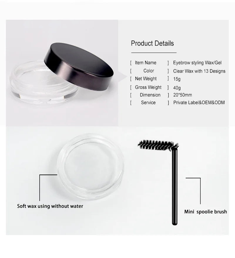Custom Eyebrow Styling Gel Eye brow Sculpt Soap Waterproof Private Label Transparent Wax Set Brow Soft Gel Eyebrow Makeup
