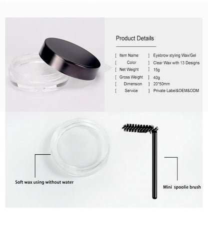 Custom Eyebrow Styling Gel Eye brow Sculpt Soap Waterproof Private Label Transparent Wax Set Brow Soft Gel Eyebrow Makeup