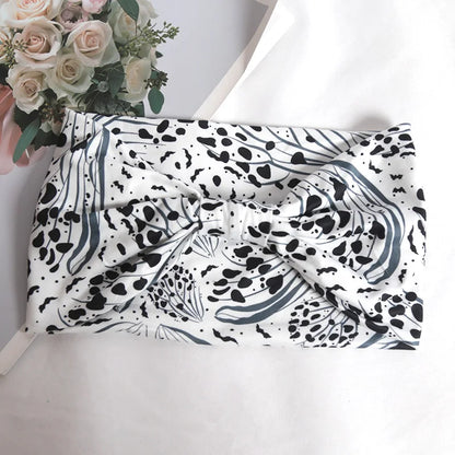 Women Wide -Side Pilates Elastic Hair Bands Yoga Leopard Print Headband Running Cycling Turban Makeup Hair Hoop Makeup Headwrap D