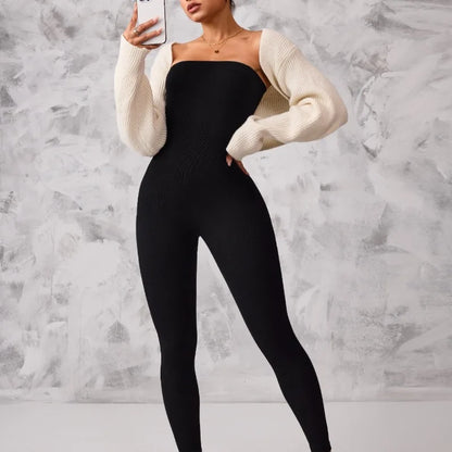 Anti Slip Strip Strapless Sports Jumpsuit Featuring Backless Lifting Hip Lifting To Shape Body Fit Snugly Yoga Fitness Underwear Badiee Stylez