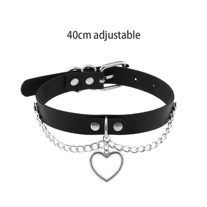Sexy Trendy Vintage Charm Round Gothic Collar Necklaces Jewelry Gift Gothic Leather Heart Harajuku Women Punk Choker Necklace pgxlc14bkH 40cm adjustable