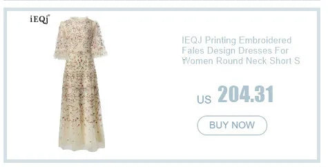 IEQJ Fashion Pink Embroidered Sequins Dress Women's Round Neck Ruffles Half Sleeves Ankle-length Dresses New 3A132 Badiee Stylez