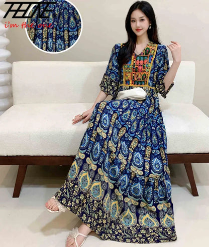Indian Dress for Women Summer Embroidery Chic Elegant Party Dresses Clothes Vintage Long Maxi Prom Bohemian Beach Robe Vestidos Badiee Stylez
