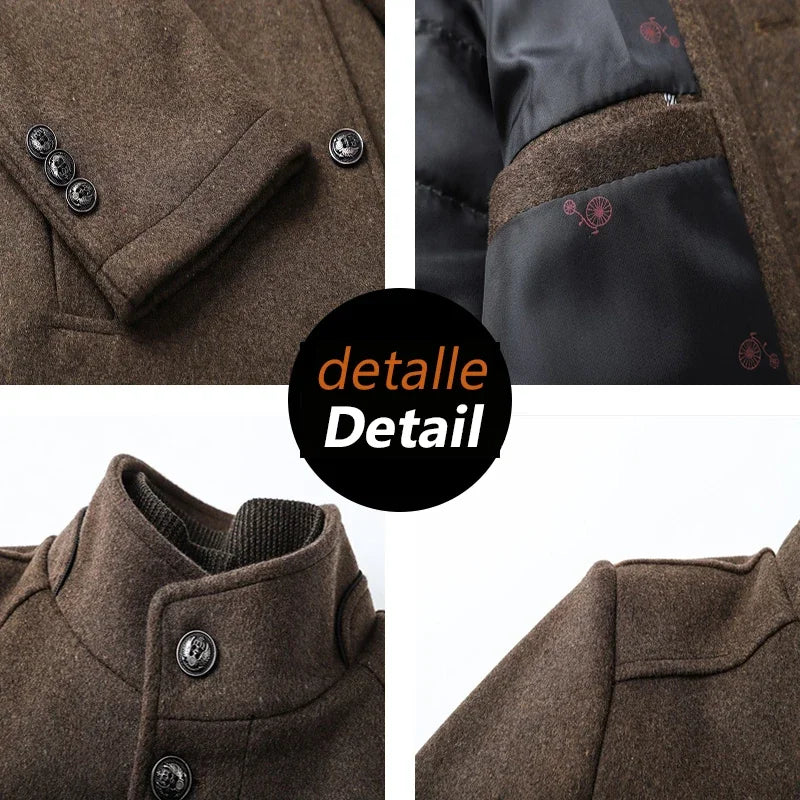Slim Adjustable Vest Parkas Men Fashion Autumn Clothing Windproof Woolen Male Business Coat Men Brand Winter Warm Jacket Parkas