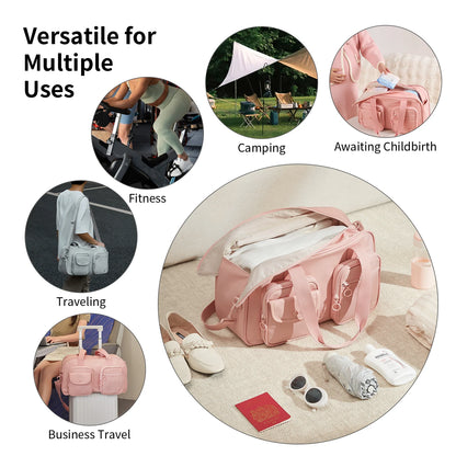 AJI Women Travel Bag Nylon Handheld Travel Bag Carry On Luggage Bag Large Capacity Weekender Gym Sport Holdall Overnight Bag