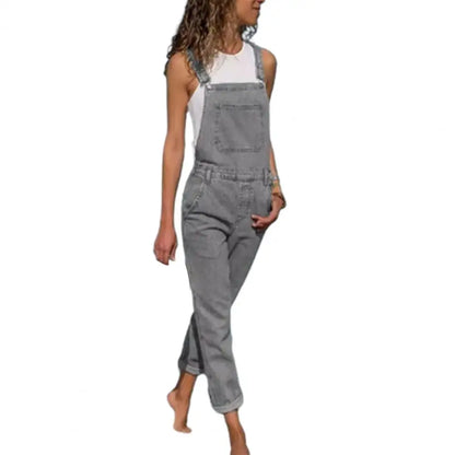 Denim Overalls with Pockets Distressed Denim Overalls Stylish Plus Size Denim Jumpsuit with Adjustable Straps Side Pockets Badiee Stylez