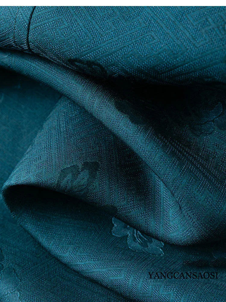 2025 Women's Summer New Luxury 100% Natural Mulberry Silk Jacquard Satin V-neck Split Double Sided Sleeveless Vest Dress Badiee Stylez