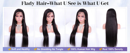 360 Full Lace Wig Bone Straight Human Hair Wigs 30 Inch 13x6 HD Transparent Front Lace Human Hair Wig Brazilian Remy Closure Wig