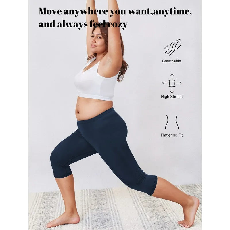 Women Plus Size Fit Short Fitness Seven Points Pants High Waist Fashion Solid 200lbs Sports Shorts Gym Outdoor Casual Yoga Pants