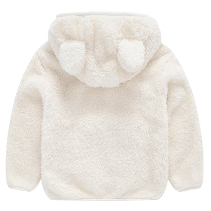 Girls woolen hooded coat solid color zipper coat children's winter clothes