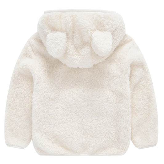 Girls woolen hooded coat solid color zipper coat children's winter clothes