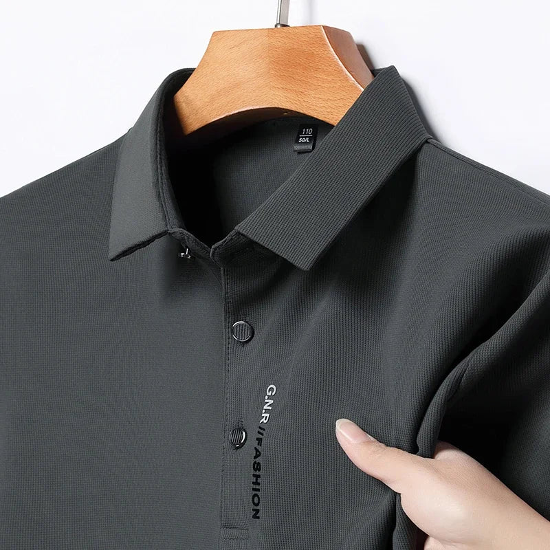 Men's Polo Shirt - Breathable & Comfortable Solid Color Top for Casual Business Style