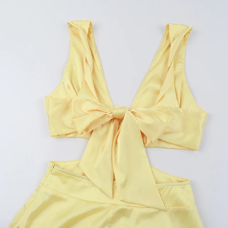 Tornova Deep V neck Hollow Long Dress Female Sleeveless Slit Beach Vacation Dress Solid Color High Waist Bodycon Women's Dress