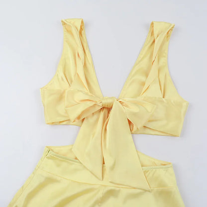 Tornova Deep V neck Hollow Long Dress Female Sleeveless Slit Beach Vacation Dress Solid Color High Waist Bodycon Women's Dress