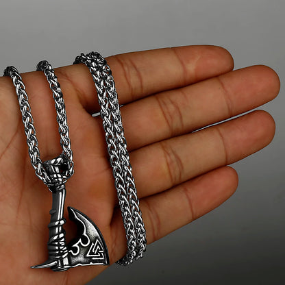 Nordic Retro Fashion Odin Viking Rune Axe High Quality Pendant Necklace Stainless Steel Rune Men and Women Amulet Necklace Gift Badiee Stylez