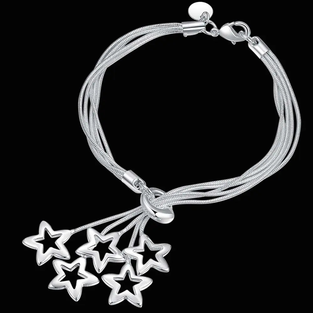 New High quality 925 Sterling Silver 4MM Women Men chain Male Twisted Rope Bracelets Fashion Silver Jewelry H153